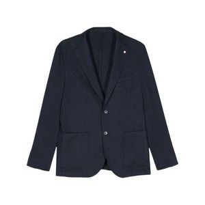 Luigi Bianchi Navy Blue Herringbone Jacket - NWT